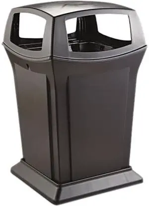 Rubbermaid Commercial Products RCP 9173-88 BLA Ranger Four Door Trash Recept 45 Gl Bla