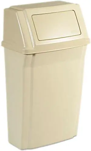 Slim Jim Wall-Mounted Container, Rectangular, Plastic, 15 gal, Beige 7822 BEI