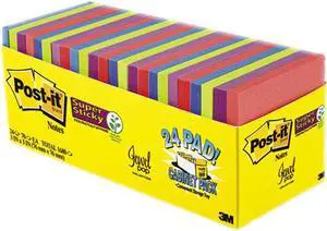 Post-it Pads in Rio de Janeiro Colors 3 x 3 70-Sheet 24/Pack 65424SSAUCP