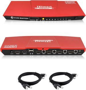 TESmart HDMI KVM Switch 4 ports 4 in 1 out  , support 4k 3840*2160@60Hz 4:4:4  Support HDR 10 and Dolby Vision ,Complaint with HDCP 2.2, With USB2.0 and audio output ports