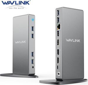 Wavlink USB 3.0 Ultra 5K Dual 4K@60Hz Laptop Docking Station With 2 X HDMI, 2X DisplayPort, Ethernet, 6 x USB 3.0, Audio, Mic, for Thunderbolt 4/3, USB-C/A Windows, MacOS, Chrome, Ubuntu 20.04,22.0