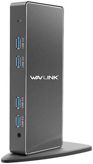 Wavlink USB 3.0/USB C Universal Laptop Docking Station, Dual Video Monitor Display HDMI, DVI & VGA, Gigabit Ethernet, 6 USB 3.0 Ports, Audio, Support Windows,MacOS 10.14 Later, Ubuntu 20.04,22.04