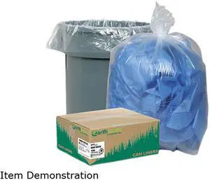 Clear Recycled Can Liners, 31-33 gal, 1.25 mil, Clear, 100 per Carton