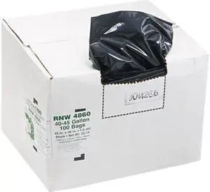 Webster - RNW4860 - Recycled Can Liners, 45gal, 1.65 Mil, 40 x 46, Black, 100/Carton