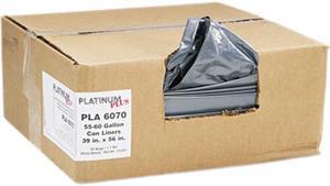 Platinum Plus Can Liners, 60 Gal, 1.55 Mil, 39" X 56", Gray, 50/Carton PLA6070