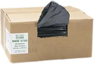 Webster - RNW4750 - Recycled Can Liners, 56gal, 1.25mil, 43 x 48, Black, 100/Carton