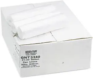 Webster - GNT3340 - High Density Waste Can Liners, 31-33gal, 9mic, 33 x 39, Natural, 500/Carton