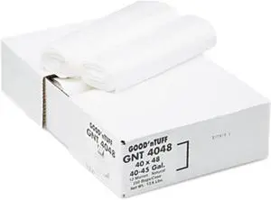 High Density Waste Can Liners, 40-45 gal, 10 mic, 40 x 46, Natural, 250/Carton