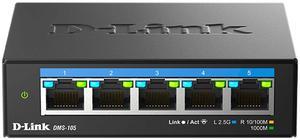 D-Link 5-Port 2.5Gb Unmanaged Gaming Switch with 5 x 2.5Gb- Multi- Gig, Network, Fanless, Plug & Play- ( DMS-105)