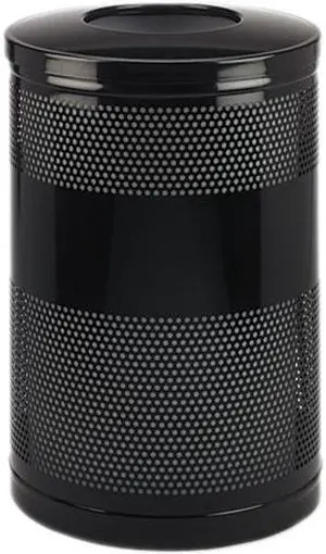 Rubbermaid Commercial Classics Perforated Open Top Receptacle, Round, Steel, 51 gal, Black