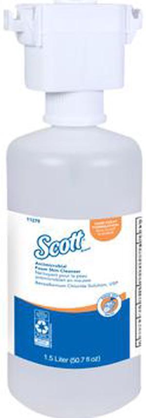 Scott Control Antimicrobial Foam Skin Cleanser, 0.1% Benzalkonium Chloride (11279), Clear, Unscented, 1.5 L, 2 Counter-Mount Refills / Case