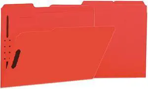 Manila Folders, 2 Fasteners, 1/3 Tab, Letter, Red, 50/Bx
