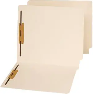 End Tab Folders, Two Fasteners, Letter, Manila, 50/Box