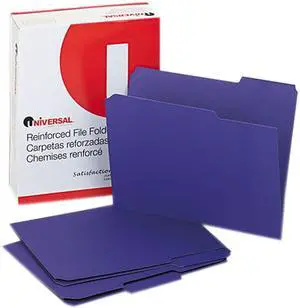 UNIVERSAL Colored File Folders 1/3 Cut Assorted Two-Ply Top Tab Letter Violet 100/Box 16165