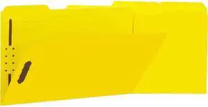Manila Folders, 2 Fasteners, 1/3 Tab, Legal, Yellow, 50/Bx