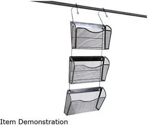 Mesh Three-Pack Wall Files With Hanger, Letter, Black