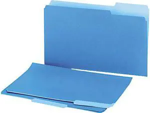 UNIVERSAL Recycled Interior File Folders 1/3 Cut Top Tab Legal Blue 100/Box 15301