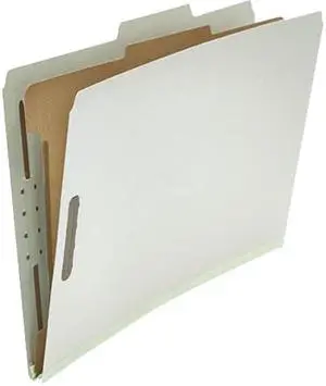Pressboard Classification Folder, Legal, Four-Section, Gray, 10/Box