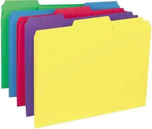 UNIVERSAL Recycled Interior File Folders 1/3 Cut Top Tab Letter Assorted 100/Box 12306