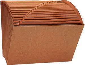 Leather-Like Expanding File, Open Top, 12 X 10, A-Z, Letter, Redrope