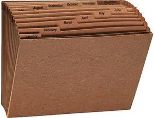 Leather-Like Expanding File, Open Top, 12 X 10, Jan.-Dec., Letter, Red