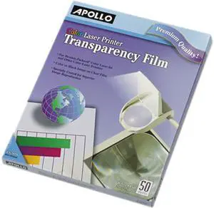 Apollo Color Laser Transparency Film w/o Sensing Stripe Letter Clear 50/Box CG7070