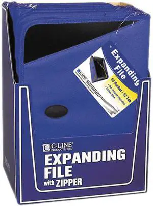C-Line Expanding File with Zipper Closure 13-Pocket Tabbed Dividers Blue 48105