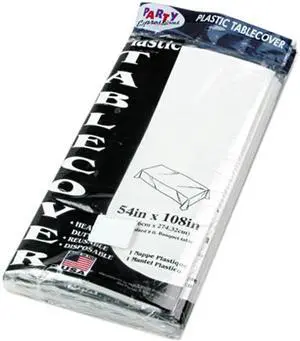 Table Set Rectangular Table Cover, Heavyweight Plastic, 54 X 108, Whit