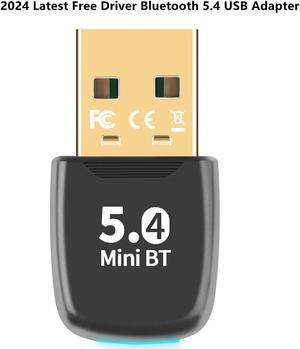 2024 Latest Free Driver Bluetooth 5.4 USB Adapter for PC Laptop, 20M Range Wireless Transmitter Dongle for Computer Desktop Windows 11 10 8.1 7, Pair w/Headset Headphones Speaker Keyboard Mouse