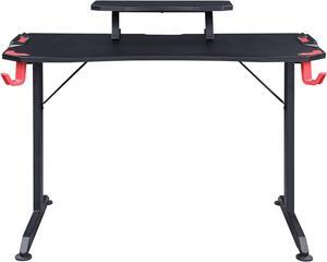 Lorell Gaming Desk, w/Monitor Shelf/Hooks, 48"x26"x36" , Black (LLR84393)