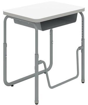 Safco 1224DE AlphaBetter 2.0 Height-Adjustable Student Desk with Pendulum Bar and Book Box - 27.75 x 19.75 x 29 to 43 - Dry Erase