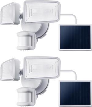 Home Zone Security 2 Pack Solar Floodlights Outdoor with Motion Sensor 40 x 180°, 1500 Lumens, 5000K Bright White, Dusk to Dawn, Aluminum Adjustable Heads, Waterproof Flood Lights Backyard Patio