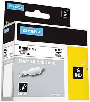 DYMO Rhino Heat Shrink Tubes Industrial Label Tape Cassette, 1/4" x 5 ft., W
