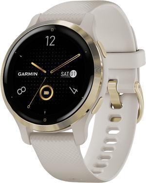 Garmin Venu 2S, Smaller-Sized GPS Smartwatch with Advanced Health Monitoring and Fitness Features, Light Gold Stainless Steel Bezel with Light Sand Case and Silicone Band (010-02429-01)