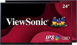 ViewSonic VA2456-MHD_H2 24 Inch Frameless Dual Pack Head-Only 1080p IPS Monitors with HDMI DisplayPort and VGA for Home and Office