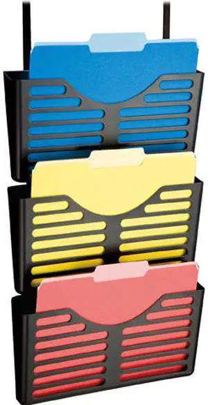 Lorell Plastic Hanging Triple Pocket File Set - 3 Pocket(s) - 30% - Black - Plastic - 1 Each