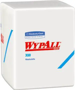 WypAll X60 Washcloths (41083) with Hydroknit, 12.5 x 10, White, Quarterfold, 8 Packs / Case, 70 Sheets / Pack