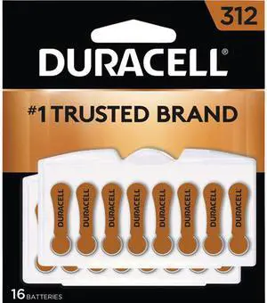 DURACELL Hearing Aid Easy Tab 312 Zinc Air Battery, 16-pack