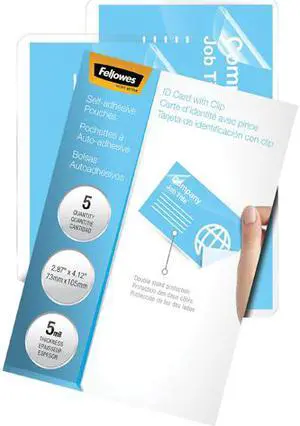 Fellowes Laminating Pouches 5mm 2-3/8x3-7/8" 5 Pack 572893