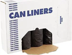 Boardwalk 3858H Low-Density Can Liners, 60Gal, .65Mil, 38W X 58H, Black, 25/Roll, 4 Rolls/Carton, 1 Carton