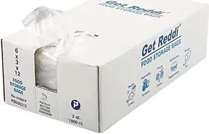 Inteplast Group PB060312 Get Reddi Food & Poly Bag, 6 x 3 x 12, 2qt, .68mil, Clear, 1000/Carton, 1 Carton