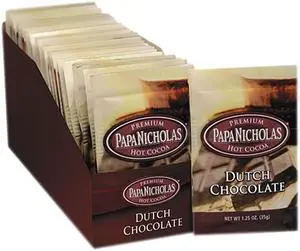 Papanicholas Coffee Premium Hot Cocoa, Dutch Chocolate, 24/Carton 79224
