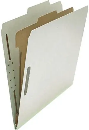 Pressboard Classification Folder, Letter, Four-Section, Gray, 10/Box