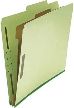 Pressboard Classification Folder, Letter, Four-Section, Green, 10/Box
