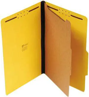 Pressboard Classification Folders, Legal, Four-Section, Yellow, 10/Box