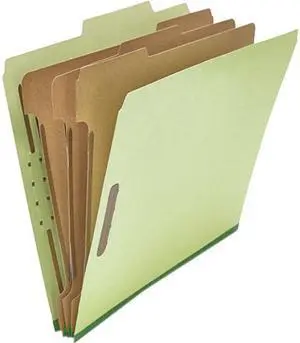 Pressboard Classification Folder, Letter, Eight-Section, Green, 10/Box