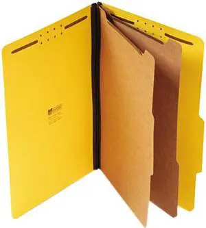 Pressboard Classification Folders, Legal, Six-Section, Yellow, 10/Box