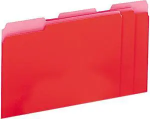 UNIVERSAL Recycled Interior File Folders 1/3 Cut Top Tab Letter Red 100/Box 12303