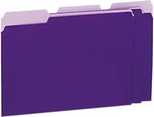 UNIVERSAL Recycled Interior File Folders 1/3 Cut Top Tab Letter Violet 100/Box 12305