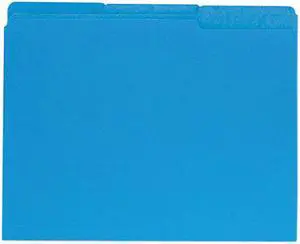 UNIVERSAL Recycled Interior File Folders 1/3 Cut Top Tab Letter Blue 100/Box 12301